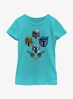 Star Wars The Mandalorian Helmets Held High Youth Girls T-Shirt
