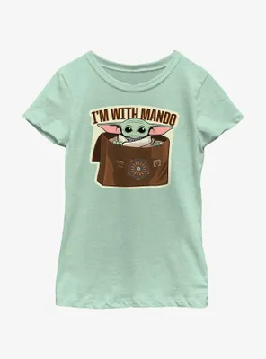 Star Wars The Mandalorian Grogu I'm With Mando Youth Girls T-Shirt