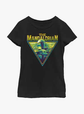 Star Wars The Mandalorian Neon Grunge Logo Youth Girls T-Shirt