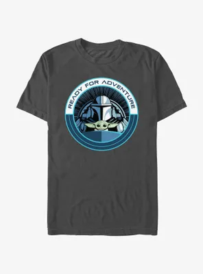 Star Wars The Mandalorian Grogu & Mando Ready For Adventure Badge T-Shirt