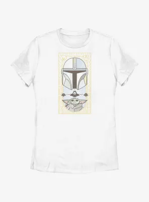 Star Wars The Mandalorian Grogu & Mando Clan Mudhorn Card Womens T-Shirt