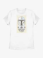 Star Wars The Mandalorian Grogu & Mando Clan Mudhorn Card Womens T-Shirt