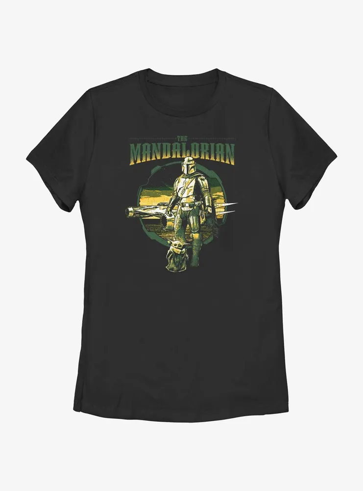 Star Wars The Mandalorian Grogu & Mando Together Again Womens T-Shirt