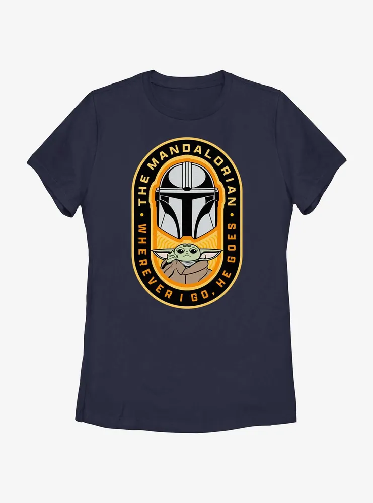 Star Wars The Mandalorian Where I Go, He Goes Badge Womens T-Shirt