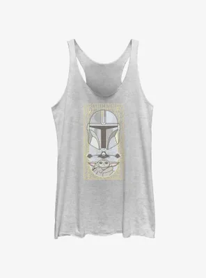 Star Wars The Mandalorian Grogu & Mando Clan Mudhorn Card Womens Tank Top