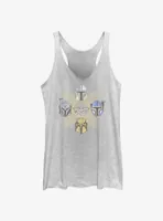 Star Wars The Mandalorian Grogu and Bounty Hunters Womens Tank Top