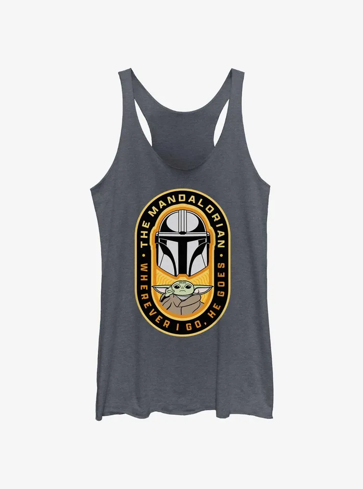 Star Wars The Mandalorian Where I Go, He Goes Badge Womens Tank Top