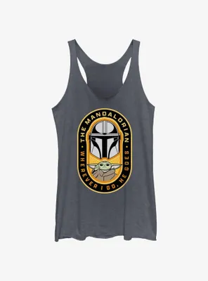 Star Wars The Mandalorian Where I Go, He Goes Badge Womens Tank Top