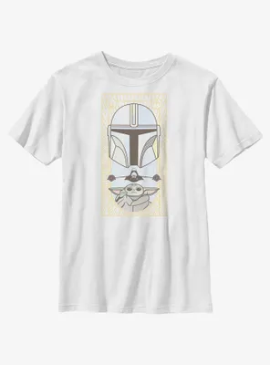 Star Wars The Mandalorian Grogu & Mando Clan Mudhorn Card Youth T-Shirt