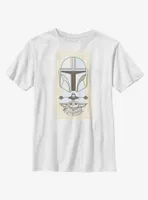 Star Wars The Mandalorian Grogu & Mando Clan Mudhorn Card Youth T-Shirt