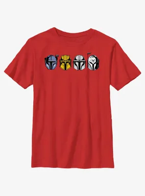 Star Wars The Mandalorian Helmet Lineup Youth T-Shirt