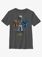 Star Wars The Mandalorian Helmets Held High Youth T-Shirt