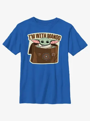 Star Wars The Mandalorian Grogu I'm With Mando Youth T-Shirt
