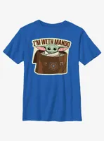 Star Wars The Mandalorian Grogu I'm With Mando Youth T-Shirt