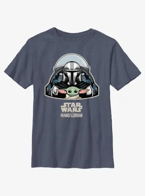 Star Wars The Mandalorian Mando & Grogu Cockpit Youth T-Shirt