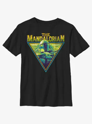 Star Wars The Mandalorian Neon Grunge Logo Youth T-Shirt