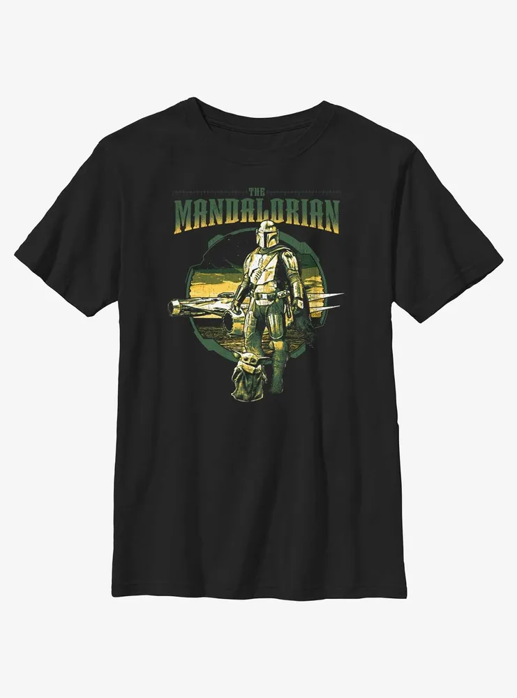 Star Wars The Mandalorian Grogu & Mando Together Again Youth T-Shirt