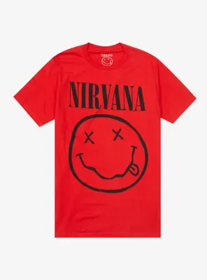 Nirvana Smile Red Boyfriend Fit Girls T-Shirt