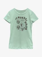 Star Wars The Mandalorian Floating Helmets Youth Girls T-Shirt