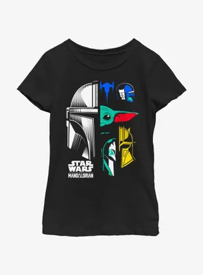 Star Wars The Mandalorian Grogu & Mando Helmet Split Youth Girls T-Shirt