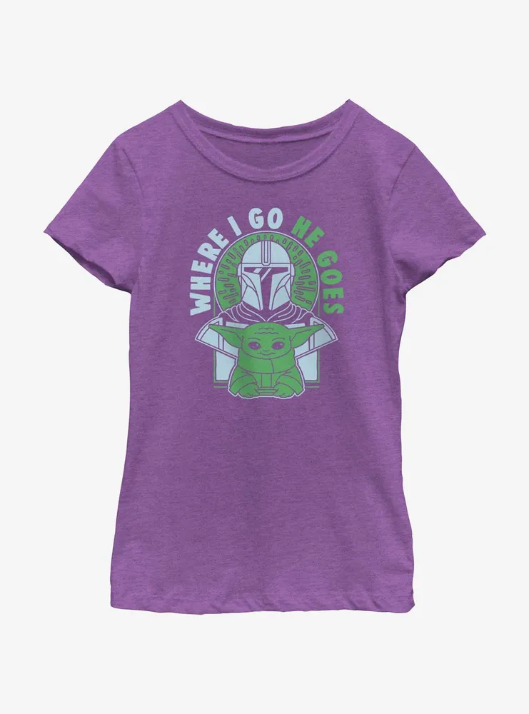 Star Wars The Mandalorian Where I Go, He Goes Youth Girls T-Shirt