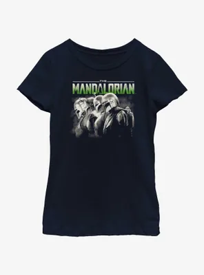 Star Wars The Mandalorian Grunge Mandalorians Lineup Youth Girls T-Shirt