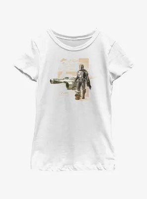 Star Wars The Mandalorian Mando N-1 Starfighter Schematic Youth Girls T-Shirt