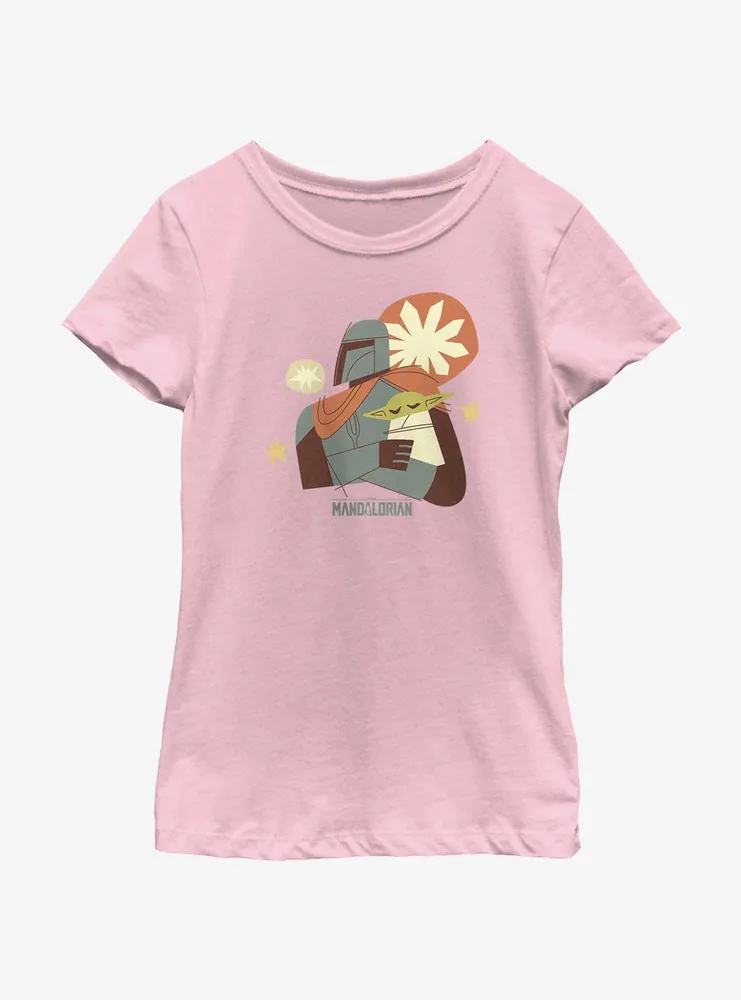 Star Wars The Mandalorian Mando & Sleepy Grogu Sketch Youth Girls T-Shirt