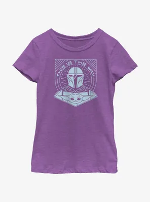 Star Wars The Mandalorian This Is Way Line Art Youth Girls T-Shirt