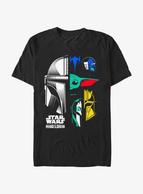 Star Wars The Mandalorian Grogu & Mando Helmet Split T-Shirt