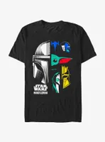 Star Wars The Mandalorian Grogu & Mando Helmet Split T-Shirt