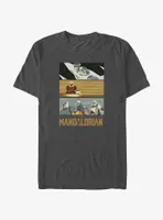 Star Wars The Mandalorian Grogu & Mando Scene Panels T-Shirt