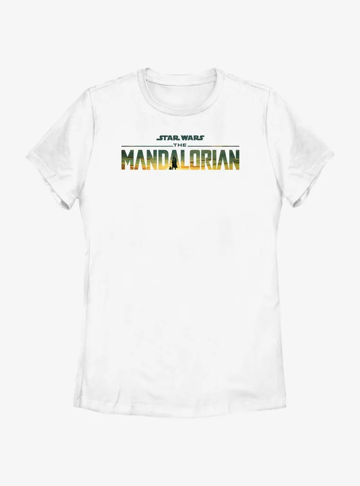 Star Wars The Mandalorian Desert Sunset Logo Womens T-Shirt