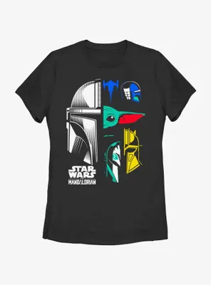 Star Wars The Mandalorian Grogu & Mando Helmet Split Womens T-Shirt