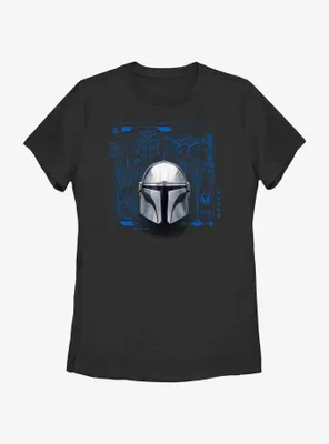 Star Wars The Mandalorian Helmet Schematic Womens T-Shirt
