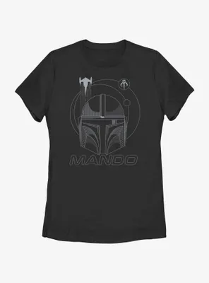 Star Wars The Mandalorian Mando Line Art Womens T-Shirt