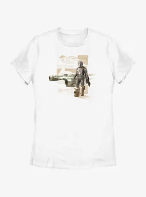 Star Wars The Mandalorian Mando N-1 Starfighter Schematic Womens T-Shirt