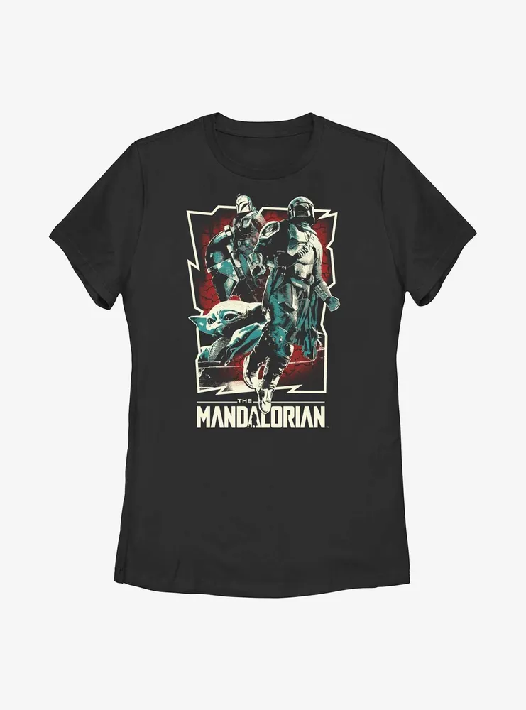 Star Wars The Mandalorian Grunge Rock Poster Womens T-Shirt