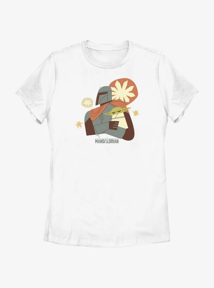 Star Wars The Mandalorian Mando & Sleepy Grogu Sketch Womens T-Shirt