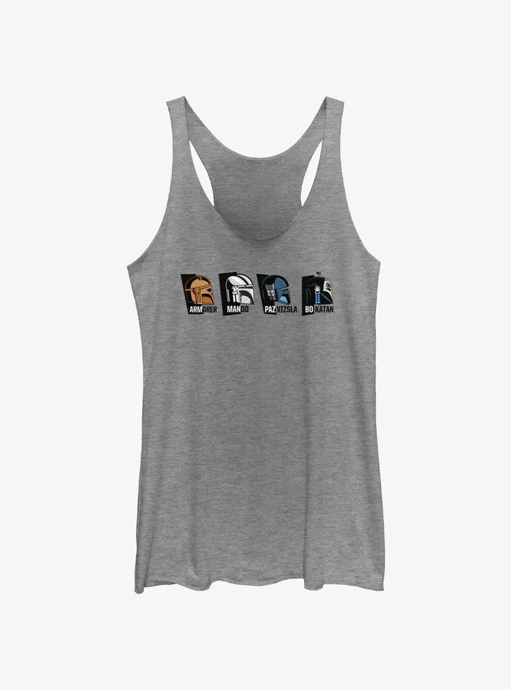 Star Wars The Mandalorian Helmet Heads Armorer, Mando, Paz Vizsla & Bo-Katan Womens Tank Top