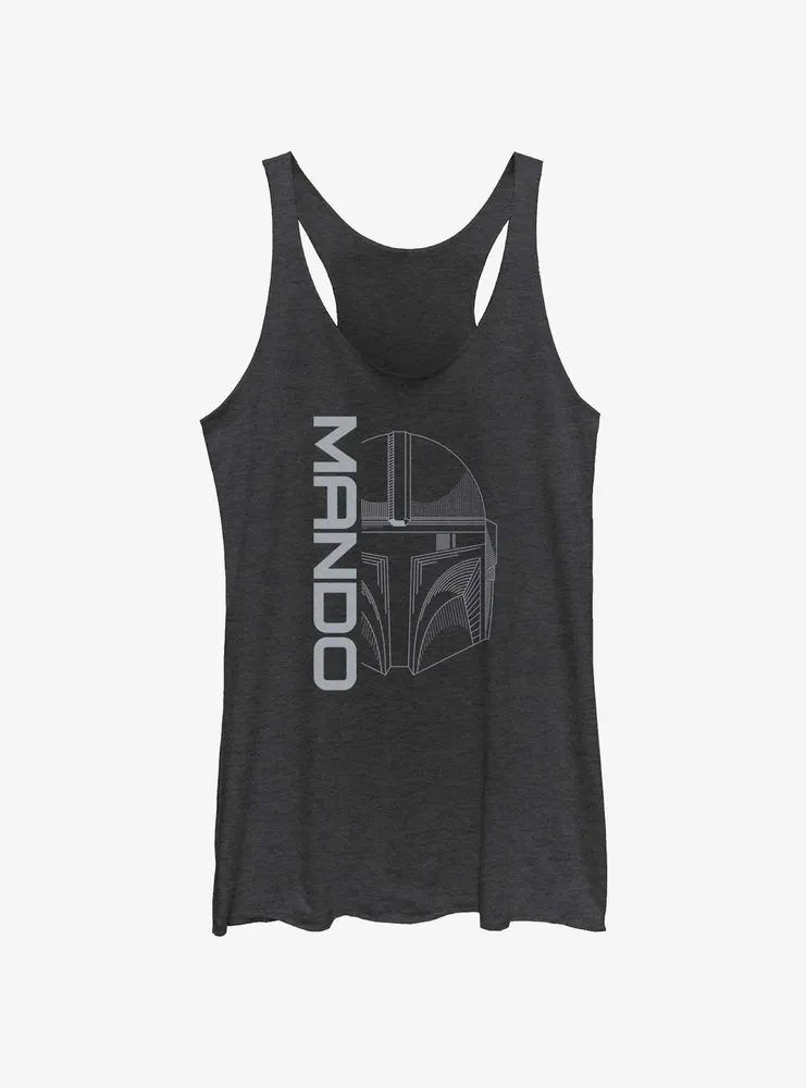 Star Wars The Mandalorian Line Art Mando Head Womens Tank Top