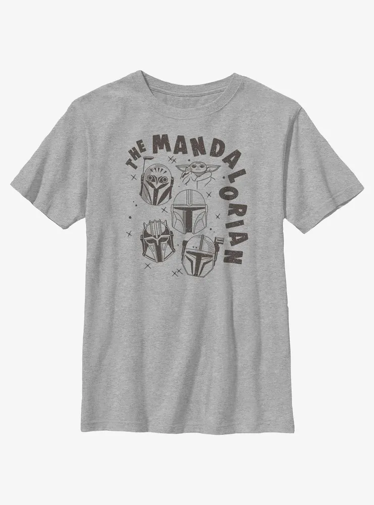 Star Wars The Mandalorian Floating Helmets Youth T-Shirt