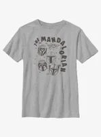 Star Wars The Mandalorian Floating Helmets Youth T-Shirt