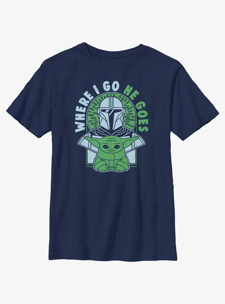 Star Wars The Mandalorian Where I Go, He Goes Youth T-Shirt