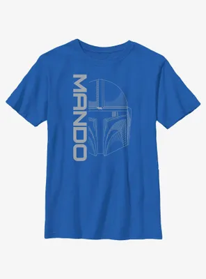 Star Wars The Mandalorian Line Art Mando Head Youth T-Shirt