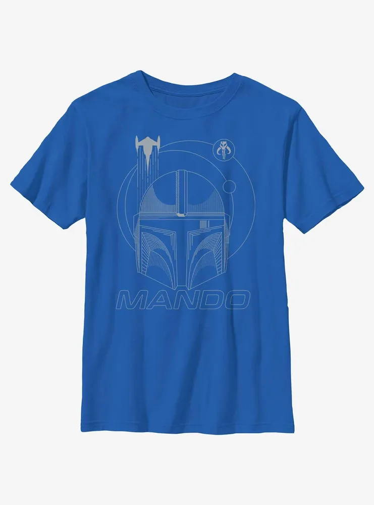 Star Wars The Mandalorian Mando Line Art Youth T-Shirt