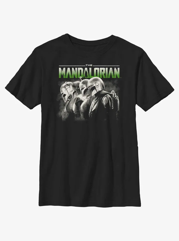 Star Wars The Mandalorian Grunge Mandalorians Lineup Youth T-Shirt