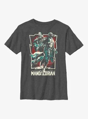 Star Wars The Mandalorian Grunge Rock Poster Youth T-Shirt