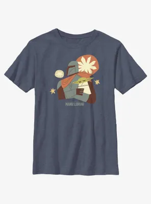 Star Wars The Mandalorian Mando & Sleepy Grogu Sketch Youth T-Shirt