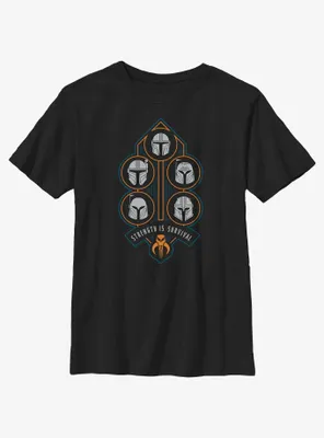 Star Wars The Mandalorian Strength Is Survival Youth T-Shirt